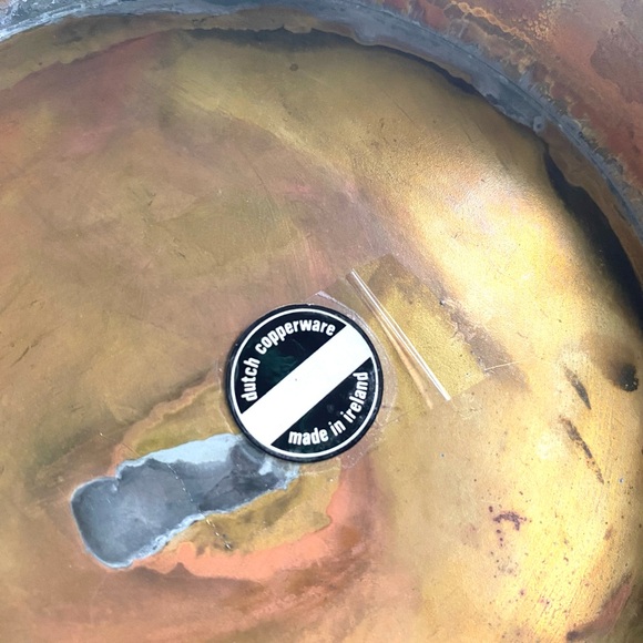 Dutch Copperware Coal Scuttle Vintage Large Lion Head Copper Porcelain Handles - Picture 11 of 11